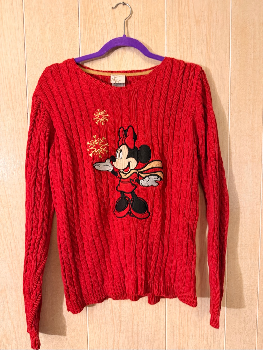 Red Minnie Mouse Cable-Knit Women’s Sweater Vintage Disney